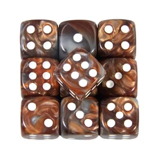 6면 주사위 세트 컬러 라운드 코너 큐브 PRG 파티 놀이 보드 교육 수학 16mm 10 개, 15 brown gray