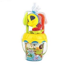 恐龍沙灘車桶子豪華8件組, 多色, 600g, 1組