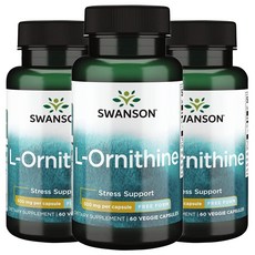 스완슨 L-오르니틴 500mg 베지 캡슐, 60개입, 3개, 60정