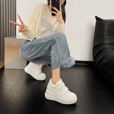 6cm 8cm 10cm 12cm 14cm 통굽 스니커즈 발 스탠딩화 속굽 콘서트 소가죽 220 화이트 8CM