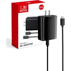 스위치 2스위치 콘솔OLED라이트스팀 덱과 호환되는 60W USB C 충전기 TV 도크 모드 지원 타입 휴대폰용 고속 충전 AC 어댑터 태블릿 노트북 4.9의 소형 전원 공급, Black