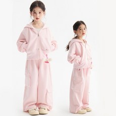 달콩슈 여아용 러블리 트레이닝복 세트 상하의 후드 카고 와이드 DKW164