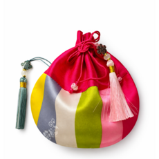 실리마켓 오방색 실크 새뱃돈 복주머니 실속 2P (전통 노리개 장식 2P 포함), 랜덤