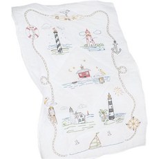 잭 뎀시 스탬프 화이트 랩 퀼트 탑 40 x 60 인치 등대, 잭 뎀시 스탬프 화이트 랩 퀼트 탑, 40 x 60 인