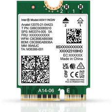 인텔 AX200 WiFi 6 어댑터 2.4용 듀얼 밴드 무선 AX200NGWGHz 574Mbps/5GHz 2.4Gbps 802.11AX 네트워크 카드 블루투스 5.0 지원, Wi-Fi 6E M.2 CNVio2, AX411