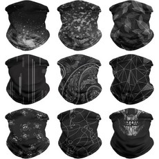 VCZUIUC 넥 게이터 페이스 커버 - 남녀용 자외선 차단 마스크 발라클라바, 9pcs Black-2