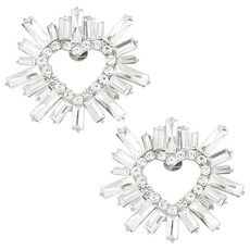 2개 합금 크리스탈 큐빅 장식 탈착식 신발 버클 클립 (철제 부속품 포함) 하트 모양 크리스탈 55x62x10mm, 투명색