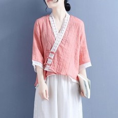 티류으스 여성 여름 7부 개량한복 삼베 면마 린넨 생활한복 법복 절복 상의 HY