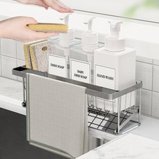 모든집 304 스텐 와이드 행주걸이형 수세미거치대, 와이드행주걸이형+칸막이2P(색상:스텐), 1개, 걸이바형+칸막이2P(색상:스텐)