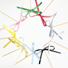 공단 리본 케이크데코픽 케이크토퍼 토퍼 리본픽, 10개, 화이트