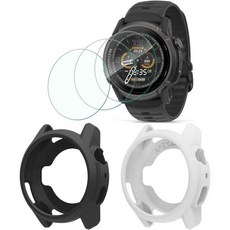 스크린 보호필름 및 케이스 호환 가능 for COROS APEX 4 46mm HD 강화 유리 보호 필름 실리콘 소프트 42mm용이 아님 3개 + 2개 세트