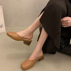 신기 편한 미들힐 블로퍼 슬리퍼 캐주얼 여자 신발