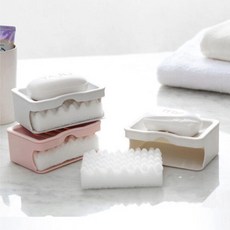 2단 비누 받침대 청소수세미세트 비누갑 거치 고정 트레이 욕실 비누곽 받이 욕실용, 그레이(받침대+수세미), 1개