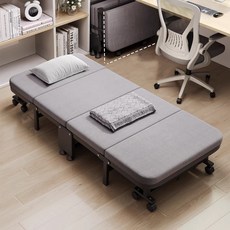 [SMTONE] 접이식 침대 1인용 간이 침대 사무실 낮잠용 접이식 침대 간병용 싱글 침대 바퀴이동식 접이식 침대, 그레이-80cm