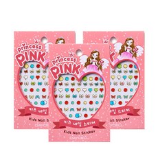 프린세스 핑크의 유아용 손쉬운 키즈 네일 스티커 6장 (일러스트/도형 랜덤구성), 3개, 1개