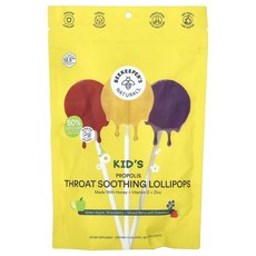 Beekeeper's Naturals 어린이용 프로폴리스 목 진정 롤리팝 청사과 딸기 + 엘더베리 함유 믹스 베리 15개입, BeekeepersNaturals어린이용프로폴리스목진정, 1개, 193g