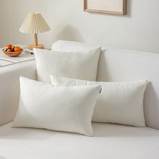 [생활방수] 커버무드 소프트 소파 쿠션 + 솜 포함, 아이보리