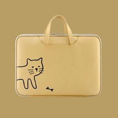 노트북가방 LG그램 15인치파우치 손잡이 13인치 14인치 맥북 삼성, 1개, H. 노란 고양이 타이로드 스트랩 무료 마우스 패드 포