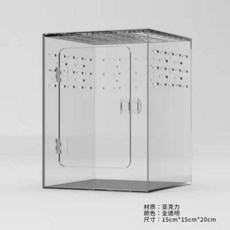爬寵睫角守宮樹蛙亞克力高箱，樹棲爬蟲蜥蜴飼養箱，防逃前開設計，臺灣熱賣推薦, 1個, 全透款15*15*20