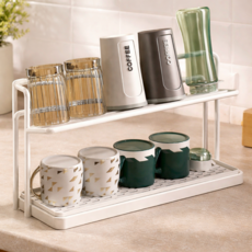 그로우파파 스테인리스 2단 컵건조대, 1개, 화이트