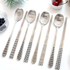 프렌치블랑 패턴 수저세트, 혼합색상, 숟가락 4종 + 젓가락 4종, 1개