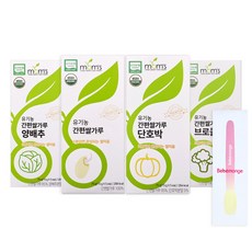 [초기이유식용] 유기농 간편 쌀가루 4종+베베몽지 실리콘 이유식 스푼(2P) 1세트