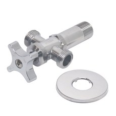 2구 앵글밸브 관붙이 양변기 세면대부속품 양갈래 두갈래 조절밸브 수전, 2구 관붙이 앵글밸브