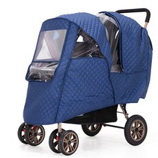 쌍둥이 유모차 방한 커버 방풍 커버 사계절, 블루