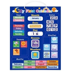 My first calendar 英文磁性天氣日曆認知掛板 - 兒童認知掛板，天氣日曆，日期學習，英文教學, 1個, 一組