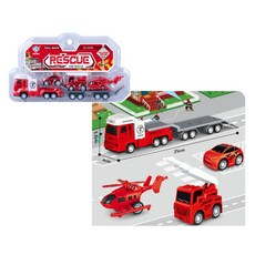 迴力 消防救援 拖車組 玩具車, 1個