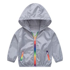 샌디볼리 아동용 레인보우 코팅 초경량 바람막이 점퍼 UV차단 후드자켓 4컬러