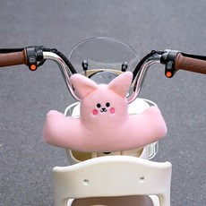 電動車防撞墊 寶寶前置兒童座椅加厚護墊, 粉色小兔電動車護頭 粗細把手通用, 1個