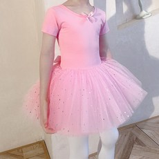 구빠방 아동 글리터 쉬폰 반팔 댄스 발레복