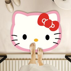 GOYES 헬로키티 물흡수 발매트 규조토 욕실 주방 매트, 1개, 화이트