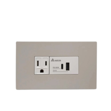 Delta 60W USB-A+C PD 埋入式充電插座 曉灰, 1個