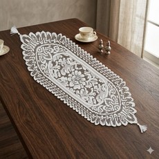 밀쿠네 자수 레이스러너 33x100cm (아이보리) 식탁러너