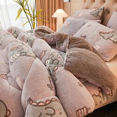 양털 벨벳 담요 겨울 이불 학생 싱글 침구 코어 폴리에스터 섬유 재 봄 가을, J. 벨벳 겨울 이불-동화마을-블랙