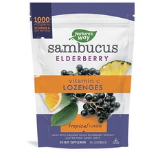 Natures Way 네이처스웨이 Sambucus Vitamin C Lozenges 24정 4팩 데일리 비타민 C 보충제 Time Release, 4개