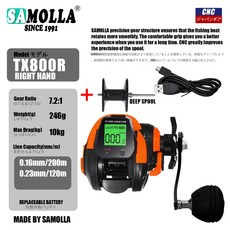 【A 優選】新款數顯水滴輪 海釣筏釣橋釣船釣出口日本漁輪usb充電深度記憶報警, 橘色右手+深線杯