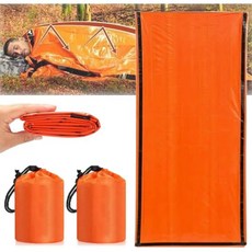 비상 침낭 84X36 생존 포켓 사이즈 야외용 방수 보온 휴대용, 2pcs Orange