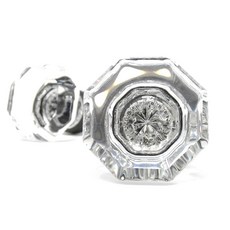 Rousso USA 투명 유리 팔각형 캐비닛 손잡이 브러시드 니켈 베이스 2팩 크리스탈 도어 손잡이 서랍 손잡이, Rousso USA 투명 유리 팔각형 캐비닛 손잡이,