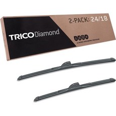 트리코 다이아몬드 24인치 + 18인치 프리미엄 자동차 교체용 윈드실드 와이퍼 블레이드(2개 세트) 일부 차량 모델용 조수석 및 운전석 측면 전천후 빔 블레이드, Ultimate