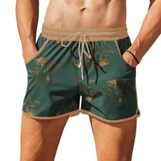 COOFANDY 남성용 수영 트렁크 빠른 건조 수영복 컬러 블록 보드 반바지 수영복 메시 안감 포함 P 블랙 플랜트 XL