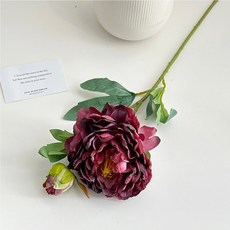 하스몰 엔티크 모란 조화 꽃다발 대형 2송이, 1개, 루비 와인