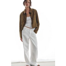 ZARA 자라 숏 페이크 스웨이드 재킷 - 다크 카키[3046033507]