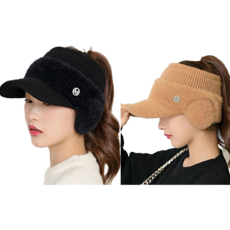 클리커스 여성 가을 겨울 골프 등산 모자 6종 2개, 블랙 + 커피