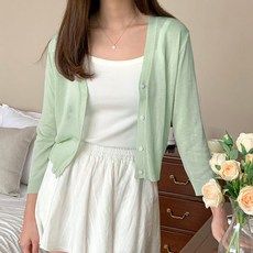 마이쏭 여성 빅사이즈 루즈핏 자외선차단 크롭가디건 볼레로 미앤썸머7부가디건