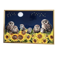 꾸미아트 해바라기 잉어 목단 부엉이 풍수인테리어 그림액자 돈벼락 사업운 대박복, 1개, 20x30 부엉이가족해바라기