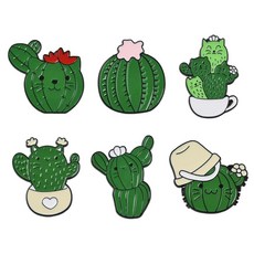 Airssory 6피스 6가지 스타일 귀여운 선인장 브로치 에나멜 라펠 만화 사막 핀 백팩 의류 가방 파티 장식 크리스마스 선물 129258