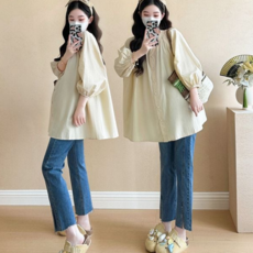 임산부 셔츠 루즈핏 헨리넥 출근 임부복 블라우스 8부 데일리